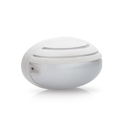 APLIQUE OVAL PLASTICO MEIA GRELHA E27 205MM IP44 BR